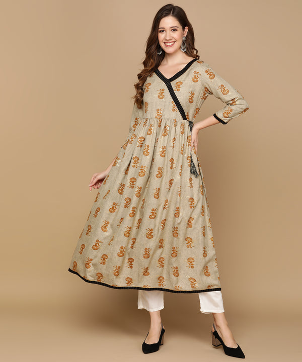 Elegant Beige Printed Kurta