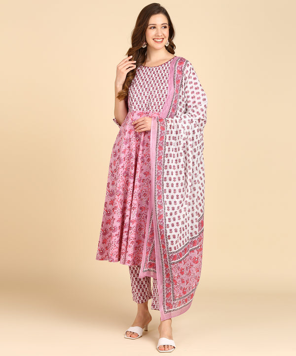 Charming Pink Printed Kurta Set