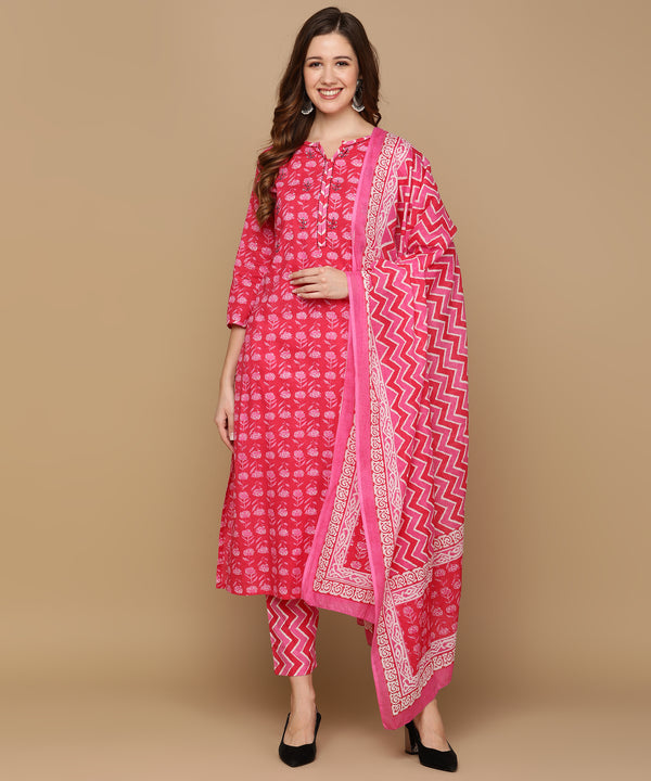 Pink Printed Kurta Set